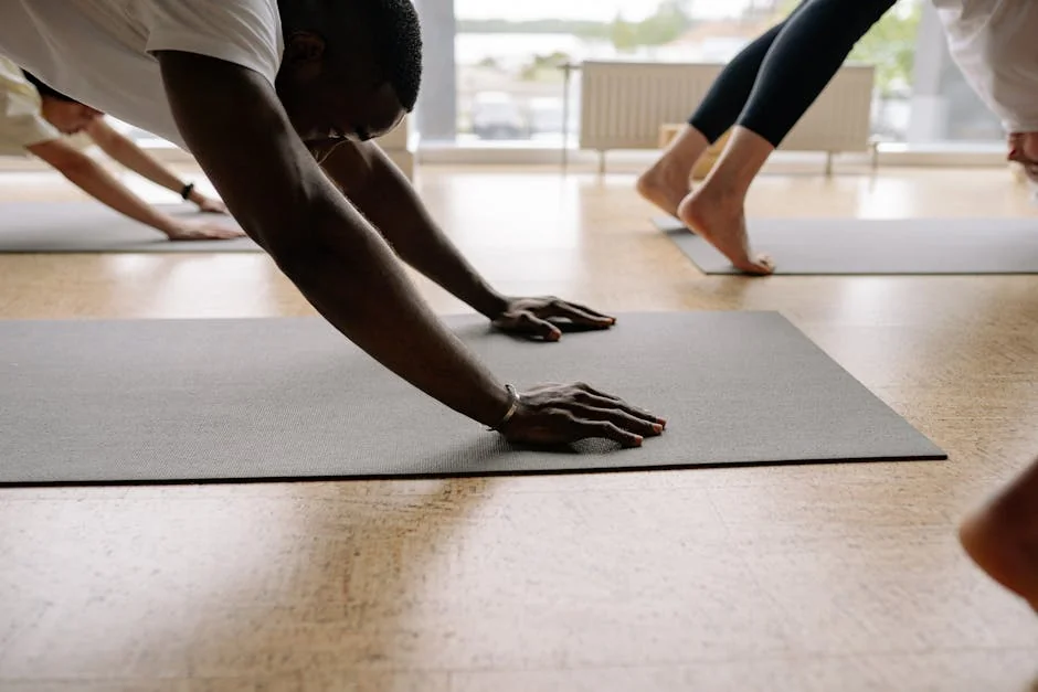 Yoga vinyasa class - stock photo